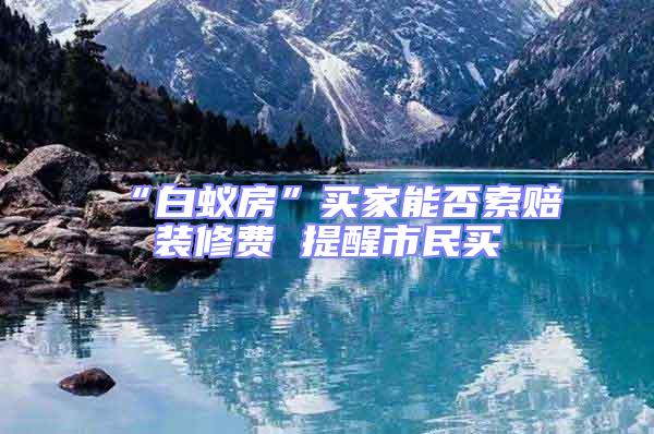 “白蟻房”買家能否索賠裝修費(fèi) 提醒市民買