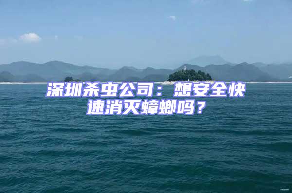 深圳殺蟲公司：想安全快速消滅蟑螂嗎？