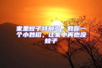 家里蚊子特別多，教你一個(gè)小妙招，讓家中再也沒(méi)蚊子