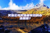 滅蟲公司滅蟲最有效的辦法是啥？