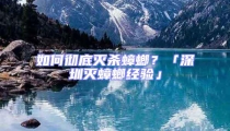 如何徹底滅殺蟑螂？「深圳滅蟑螂經驗」